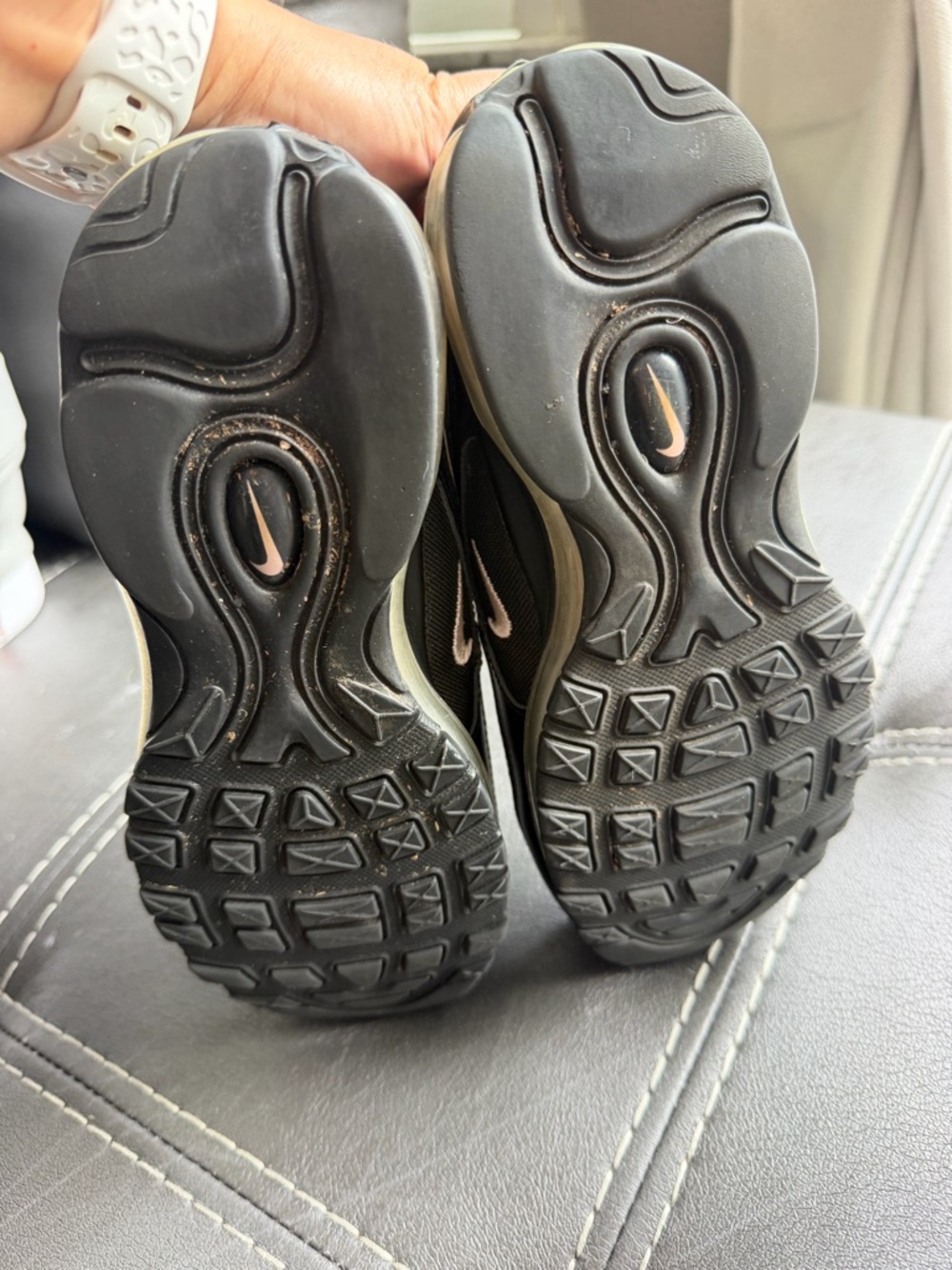Nike Black Athletic Sneakers with White Swoosh - Picture 6 of 8